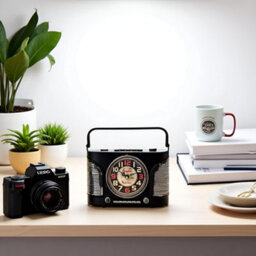 Radio Table Clock 21Cm Black Metal Mantel Clock Battery Operated Silent Non-Ticking Desk Clock For Home Office & Décor Gift - thumbnail 7