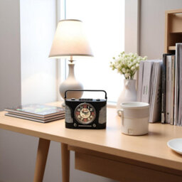 Radio Table Clock 21Cm Black Metal Mantel Clock Battery Operated Silent Non-Ticking Desk Clock For Home Office & Décor Gift - thumbnail 3