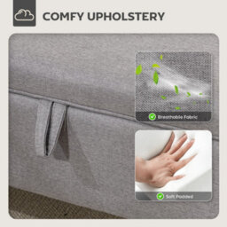 Light Grey Linen Storage Ottoman For Storage Box, Bed End, Shoe Bench, Seating - thumbnail 4