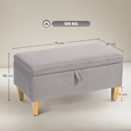 Light Grey Linen Storage Ottoman For Storage Box, Bed End, Shoe Bench, Seating - thumbnail 2