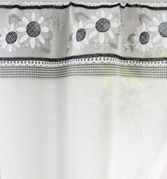 "Tyrone Textiles Keswick Black Floral Embroidery Window Set With Matching Tie Backs -  98X36"" (249X91Cm)" - thumbnail 3