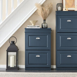 Sobuy Shoe Cabinet With 2 Flip Drawers 21.26X9.45X32.68 Inch Fsr78-B - Dark Blue - thumbnail 2