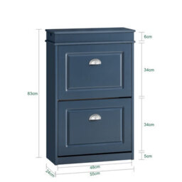 Sobuy Shoe Cabinet With 2 Flip Drawers 21.26X9.45X32.68 Inch Fsr78-B - Dark Blue - thumbnail 3
