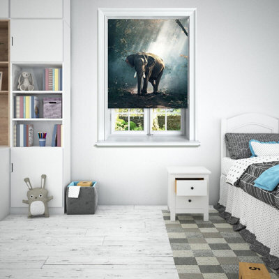 Lister Cartwright Photographic Blackout Roller Blinds For Bedroom Windows - (90 X 140 Cm) - Elephant - image 1