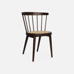 Sweeek - Pair Of Wood And Cane Dining Chairs Dark Wood Colour 54X54X76.5 Cm - Nora - thumbnail 2
