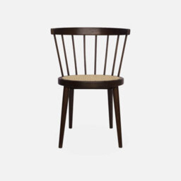 Sweeek - Pair Of Wood And Cane Dining Chairs Dark Wood Colour 54X54X76.5 Cm - Nora - thumbnail 3