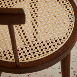 Sweeek - Pair Of Wood And Cane Dining Chairs Dark Wood Colour 54X54X76.5 Cm - Nora - thumbnail 7
