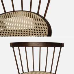 Sweeek - Pair Of Wood And Cane Dining Chairs Dark Wood Colour 54X54X76.5 Cm - Nora - thumbnail 4