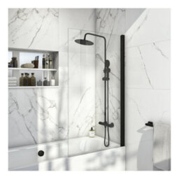 FNX Bathrooms White 1700 X 700 mm Single-Ended Bath With Waterproof Front Panel & Straight Black-Frame Bath Screen - thumbnail 5