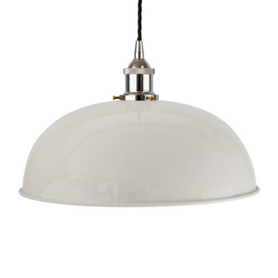Pale Grey Worcester Painted Dome Pendant Light With Nickel Lamp Holder And Black Twisted Cable - Se Home - image 1