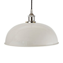 Pale Grey Worcester Painted Dome Pendant Light With Nickel Lamp Holder And Black Twisted Cable - Se Home - thumbnail 1