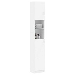 Berkfield Sturdy Bathroom Cabinet White 32X25.5X190 Cm Engineered Wood - thumbnail 3