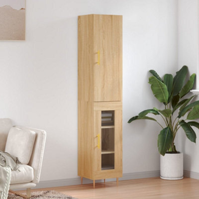 Berkfield Highboard Sonoma Oak 34.5X34X180 Cm Engineered Wood - image 1