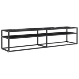 Berkfield Sturdy Tv Cabinet Black Marble 180X40X40.5 Cm Tempered Glass