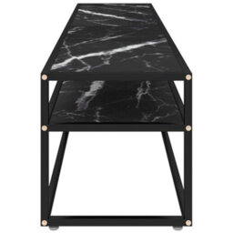 Berkfield Sturdy Tv Cabinet Black Marble 180X40X40.5 Cm Tempered Glass - thumbnail 4