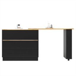Abrihome Swivelling Dining Bar, Modern Swivelling Sideboard With Glass Front, Sliding Glass Door, Black - thumbnail 7