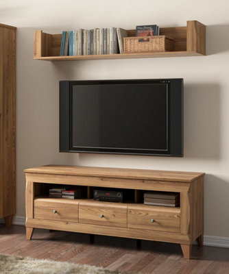 Arte Bergen 156 Cm Tv Unit 3 Drawers Open Shelf Golden Sibiu Larch - image 1