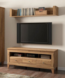 Arte Bergen 156 Cm Tv Unit 3 Drawers Open Shelf Golden Sibiu Larch - thumbnail 1