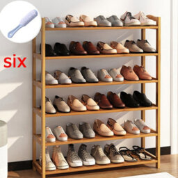 6 Tiers Bamboo Shoe Rack Footwear Organiser Wooden Storage Shelves Stand Uk - thumbnail 3