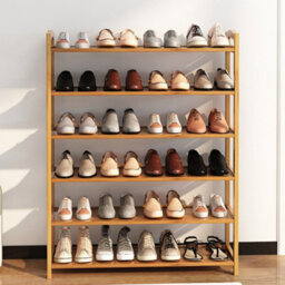 6 Tiers Bamboo Shoe Rack Footwear Organiser Wooden Storage Shelves Stand Uk - thumbnail 4
