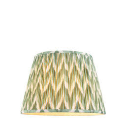 Loops Stunning 40Cm Tapered Cylinder Lamp Shade In Cotswold Green With Unique Pleated Zigzag Design