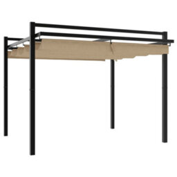 Walplus Garden Gazebo With Retractable Roof Taupe 3X3 M Aluminium - thumbnail 2