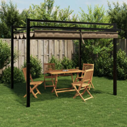 Walplus Garden Gazebo With Retractable Roof Taupe 3X3 M Aluminium - thumbnail 1