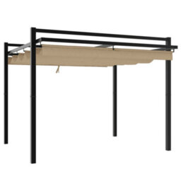 Walplus Garden Gazebo With Retractable Roof Taupe 3X3 M Aluminium - thumbnail 6