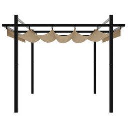 Walplus Garden Gazebo With Retractable Roof Taupe 3X3 M Aluminium - thumbnail 5
