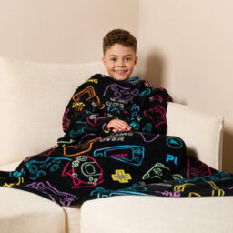OHS Fleece Blanket With Sleeves Gaming Supersoft Warm Plush Wearable Warm Throw - thumbnail 2