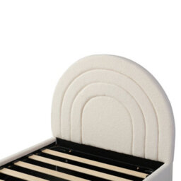 Abrihome Boucle Upholstered Single Bed With Slatted Frame. Beige, 90X190Cm. For Kids, Teens & Adults. Easy Assembly - thumbnail 9
