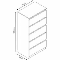 SquareBoxx Keaton Gloss White 5 Drawer Tower Freestanding Chest Of Drawers 40 X 107.5 X 60Cm  D X H X W - thumbnail 5