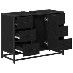Walplus Bathroom Sink Cabinet Black Oak 80 X 33 X 60 Cm Engineered Wood - thumbnail 5