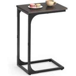 Songmics Industrial C-Shape Side Table, Sofa Bedside Table, Metal Frame Coffee Table, Living Room, Chestnut Brown And Ink Black - thumbnail 7