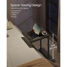 Songmics Industrial C-Shape Side Table, Sofa Bedside Table, Metal Frame Coffee Table, Living Room, Chestnut Brown And Ink Black - thumbnail 3