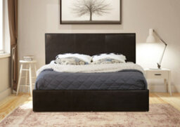 Modernique Black 4Ft, Ottoman Small Double Storage Bed Faux Leather In Black