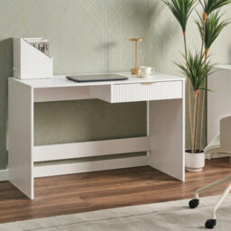 Wyld And Coco Nordicnest White Home Office Desk 120 X 60 Cm With Drawer - thumbnail 2
