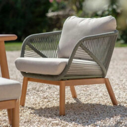 Xample Bramblecrest Helsinki 4 Piece L-Shaped Patio Dining Set, Teak-Effect Aluminium, Outdoor Rope, Eco Cushions, Ceramic Glass Table - thumbnail 5