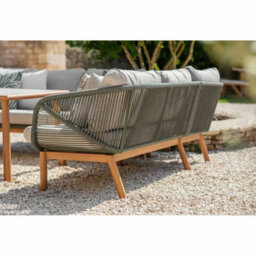 Xample Bramblecrest Helsinki 4 Piece L-Shaped Patio Dining Set, Teak-Effect Aluminium, Outdoor Rope, Eco Cushions, Ceramic Glass Table - thumbnail 6