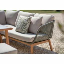 Xample Bramblecrest Helsinki 4 Piece L-Shaped Patio Dining Set, Teak-Effect Aluminium, Outdoor Rope, Eco Cushions, Ceramic Glass Table - thumbnail 3
