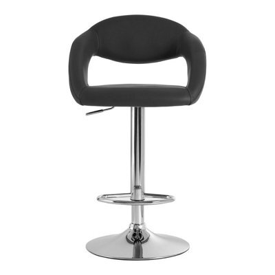 Orsina Black Faux Leather Bar Chair, Backrest Breakfast Bar Chair, Footrest Living Bar Chair Kitchen - image 1