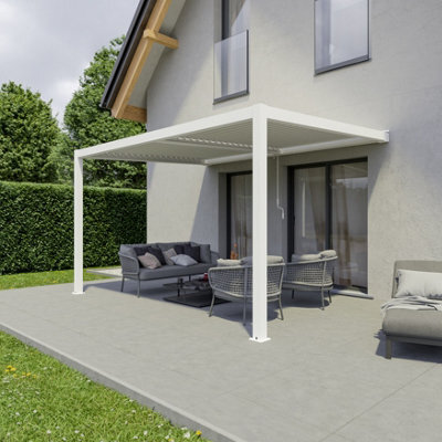 Agadon Aluminium Pergola Shading System 400 X 300 Cm White Wall Mounted - image 1