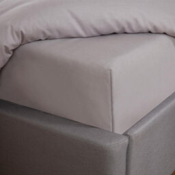 Ohs Polycotton 30Cm Deep Elasticated Fitted Bed Sheet, Silver - Double