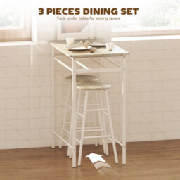 Wyld Haus Fira Rodo 3-Piece White And Oak Breakfast Bar Table And Stool Set With Storage - thumbnail 4