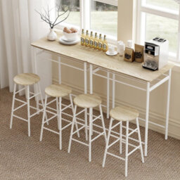 Wyld Haus Fira Rodo 3-Piece White And Oak Breakfast Bar Table And Stool Set With Storage - thumbnail 8