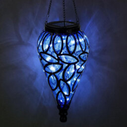 Decorative Solar Hanging Lantern - Handblown Plastic Teardrop Lantern With 15 Led Lights For Outdoor Garden Patio And Pathway - thumbnail 3