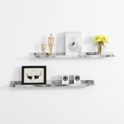 Spot On Dealz Set Of 2 Photo Floating Picture Ledge Display Wall Shelf 80 Cm Length With Marble Pvc Finish Wooden Decorative Shelves (80 X 10Cm) - thumbnail 1