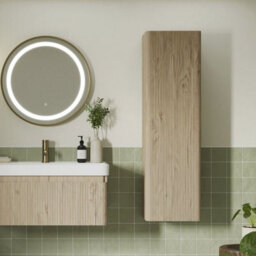 Aquarius Corinthe Fluted Wall Mounted Tall Unit - 1200 X 350mm - Textured Oak - thumbnail 1