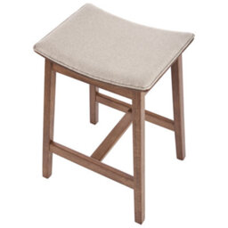 Wyld And Coco Urbannest Set Of 2 Bar Chairs Beige Polyester Upholstered Seats Rubberwood Dark Brown Finish - thumbnail 5