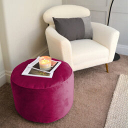 rucomfy Beanbags Rucomfy Velvet Cerise Pink Pouffe - Indoor Bean Bag Footstool